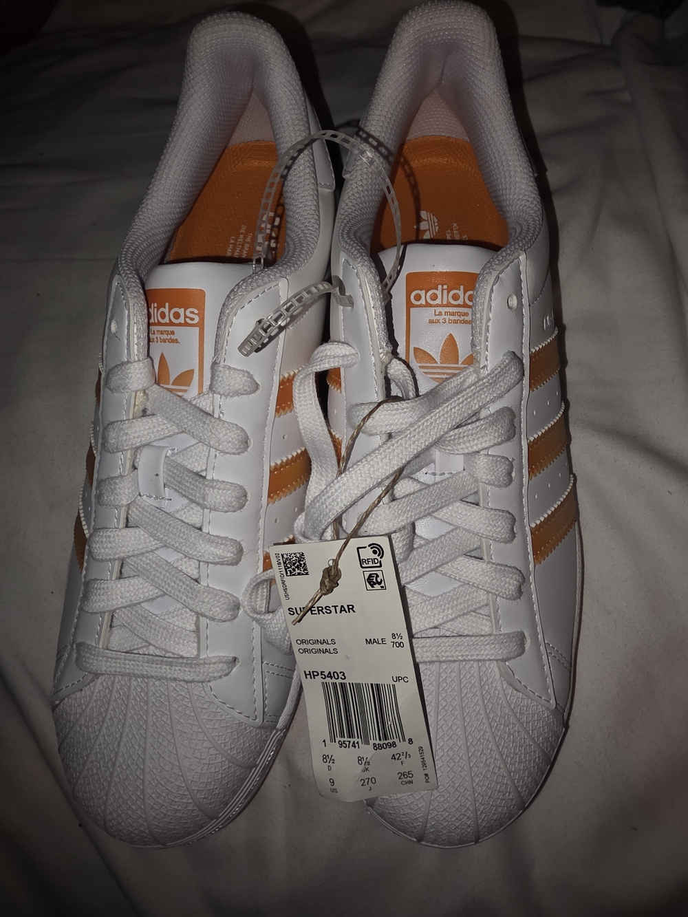 adidas Superstar Leather Sneaker - White / Orange